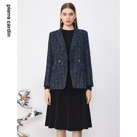 皮尔卡丹女装西装冬季蓝色小个子日常通勤职业西服P3445U3964N3
 商品图0