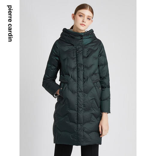皮尔卡丹女装羽绒服中长款连帽白鸭绒保暖通勤外套P2493Y2405G2
 商品图1