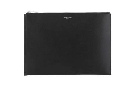 SAINT LAURENT圣罗兰 YSL 烫印Logo 粒面压印 皮革 平板电脑包iPad收纳包手拿包男款 黑色 商品图0