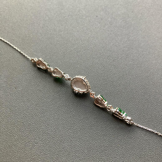 冰种阳绿翡翠葫芦手链18k白金钻石镶嵌 商品图5