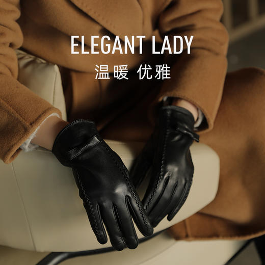 帽仕汇-JEFFSUN 100%羊皮革简约可触屏手套 商品图4