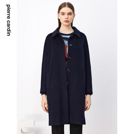 皮尔卡丹女装毛呢外套冬季新款翻领复古羊毛保暖大衣P3469C3991N0
 商品图0