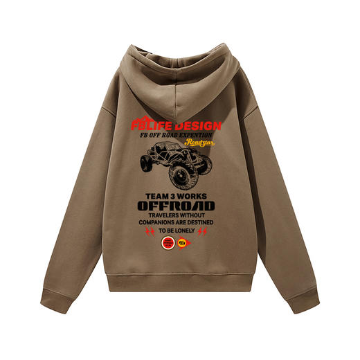 自由基地TEAM3穿越钢管越野车日系美式图案设计潮流落肩抓绒卫衣 NMT-2197 商品图7