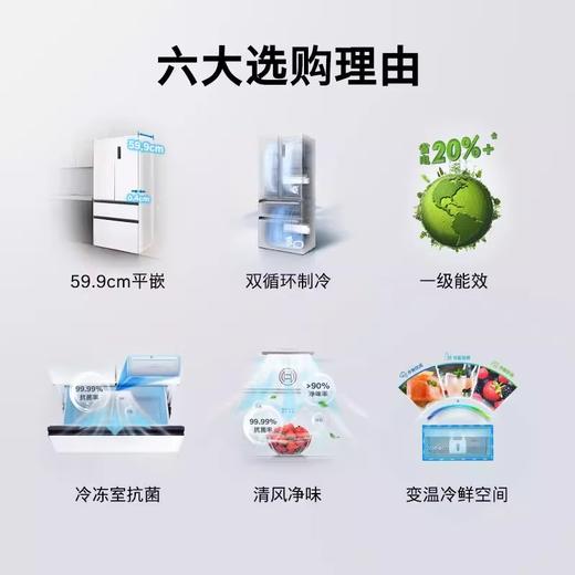 博世（BOSCH）【60cm超薄平嵌入】501L法式多门四开门家用电冰箱 双系统双循环大容量 变温保鲜美妆空间冷冻抗菌 白色KME50A20TI/KME50A97TI星云灰 商品图1