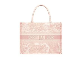 DIOR迪奥 BookTote 动物园系列 茹伊印花刺绣字母款定制款 托特包Tote包购物袋手提包 小号女款糖果色 粉色