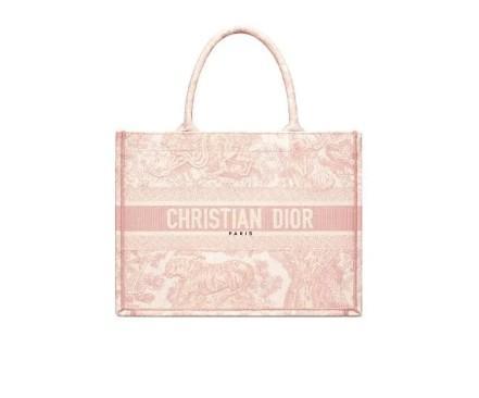DIOR迪奥 BookTote 动物园系列 茹伊印花刺绣字母款定制款 托特包Tote包购物袋手提包 小号女款糖果色 粉色 商品图0