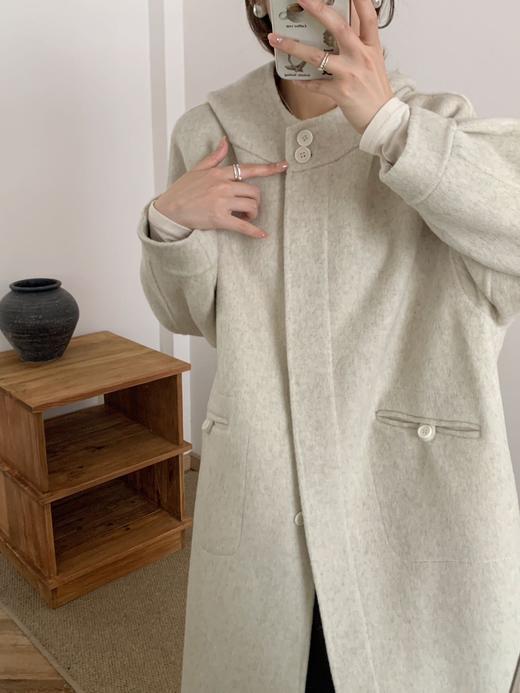 【YW】无忧购韩系简约休闲连帽双面羊毛大衣女宽松过膝外套9817（截单后7天发货)25年清仓捡漏 商品图4