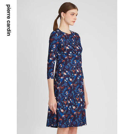 皮尔卡丹女装连衣裙法式印花复古圆领百搭裙子P2324E2918L3 商品图2