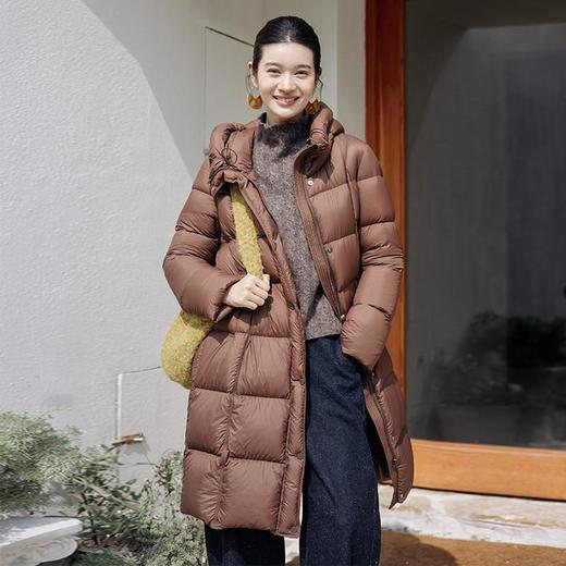 绽放811朵/*被子款鹅绒服被子款中长款方形格纹高领连帽羽绒服 商品图4