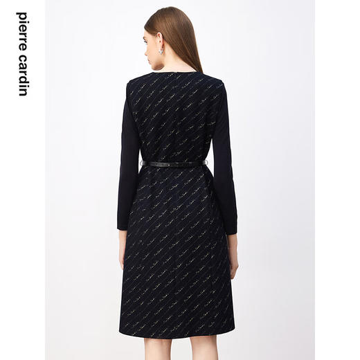 皮尔卡丹女装连衣裙藏蓝色长袖中长款稳重气质裙子P3430E3880N0
 商品图2