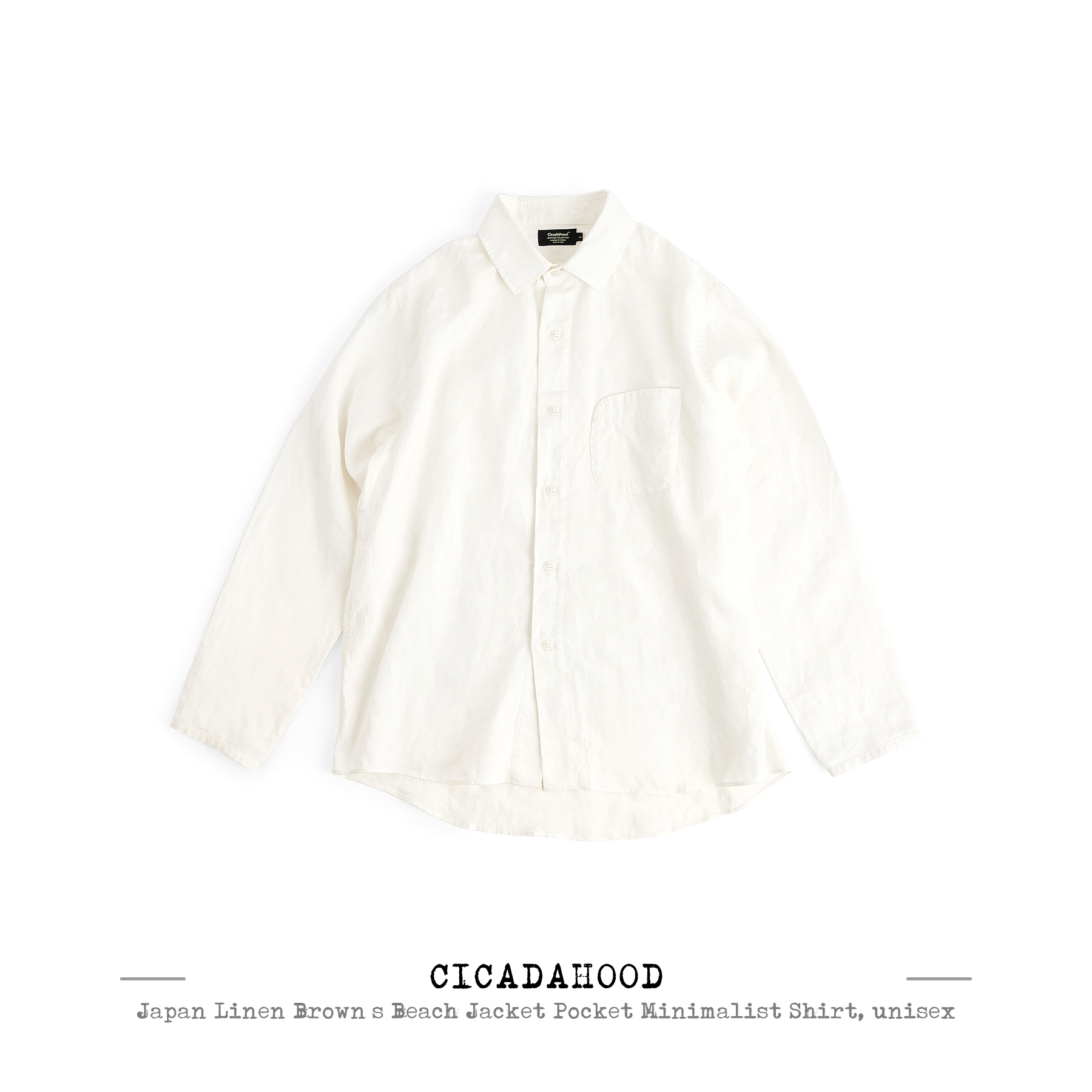 Cicadahood日本亚麻Brown’s Beach Jacket口袋极简衬衫 男女款