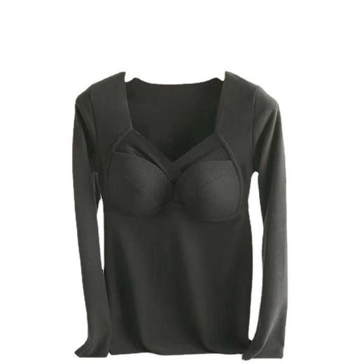 拍二件59.9元德绒保暖内衣女长袖T恤带胸垫固定杯内搭加厚打底衣上衣秋冬女士 商品图4