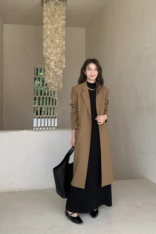 ESTELLICA 卡其色单粒扣长款西装外套 18741 商品图0