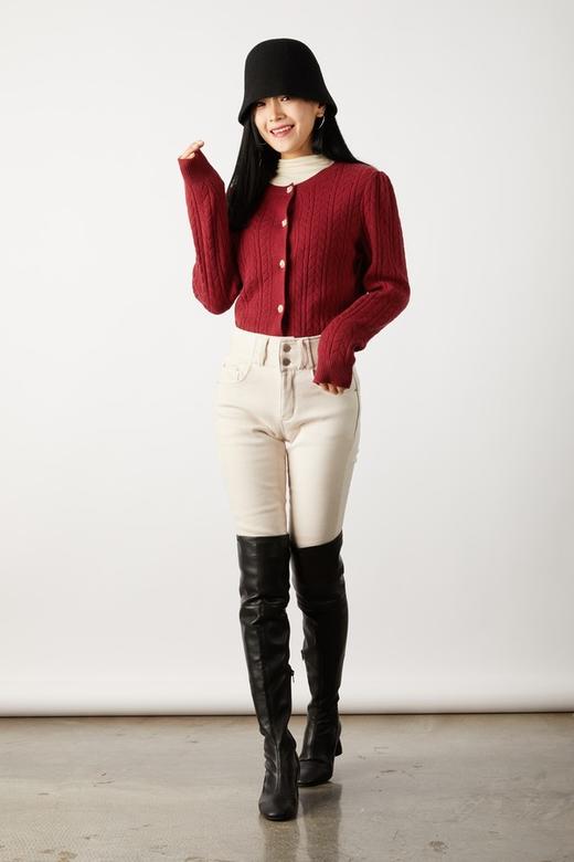 Le Malene 复古酒红色开衫毛衣外套 10940 商品图4