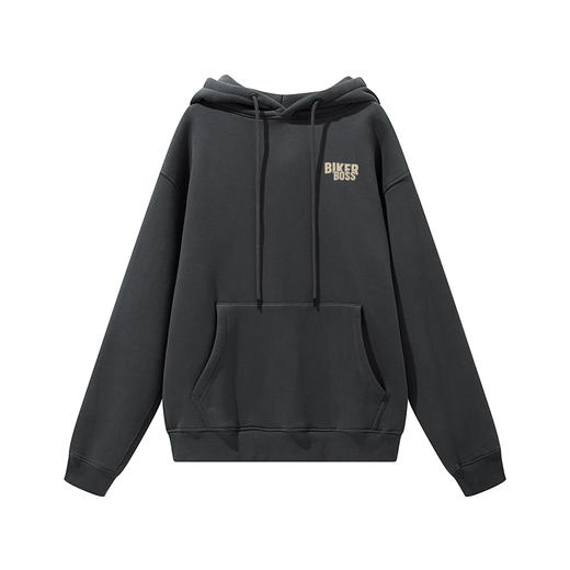 自由基地男新款废土机车风印花图案保暖卫衣抓绒落肩宽松带帽外套 NMT-2198 商品图4