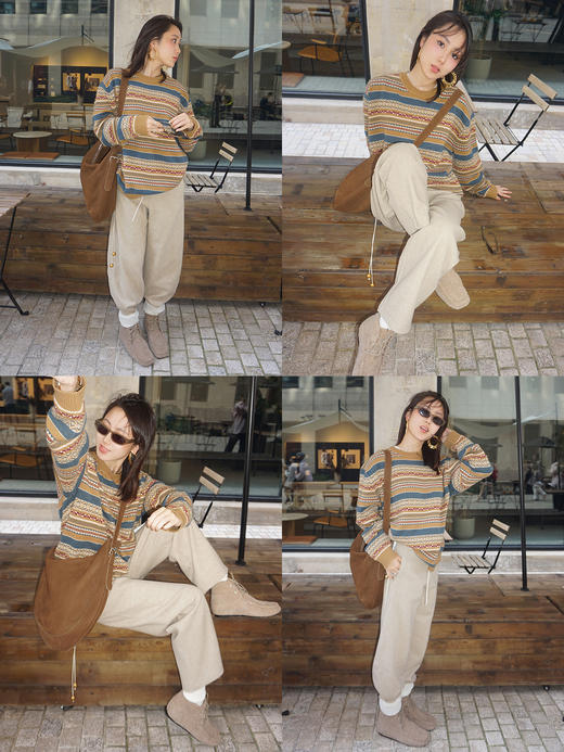 HIDEMI 进口澳洲绵羊毛全毛厚款立体剪裁茧型裤羊腿裤 意大利米/艺术灰/黑色 商品图2