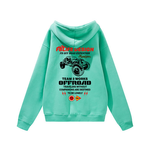 自由基地TEAM3穿越钢管越野车日系美式图案设计潮流落肩抓绒卫衣 NMT-2197 商品图5