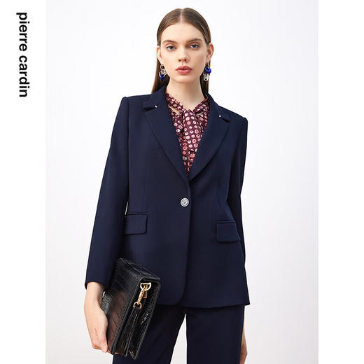 皮尔卡丹女装西装春秋一粒扣藏蓝色通勤高端西服上衣P3326U3928N0
 商品图3