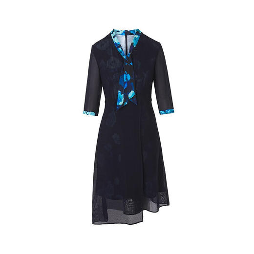 皮尔卡丹女装夏季新款通勤淑女修身双色连衣裙C32DL018
 商品图9