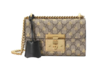 GUCCl古驰 Padlock 金属锁头蜜蜂印花考花Logo帆布拼皮 锁扣包盒子包链条斜挎单肩包 小号女款乌木色 商品缩略图0