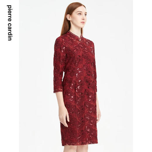 皮尔卡丹女装秋季新款浪漫蕾丝中式旗袍连衣裙P1410E1822R0
 商品图1