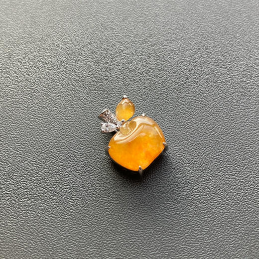 高冰种黄翡苹果18k白金钻石镶嵌 商品图3