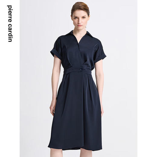 皮尔卡丹女装夏季新款通勤时尚都市双色短袖连衣裙C42DS12
 商品图5