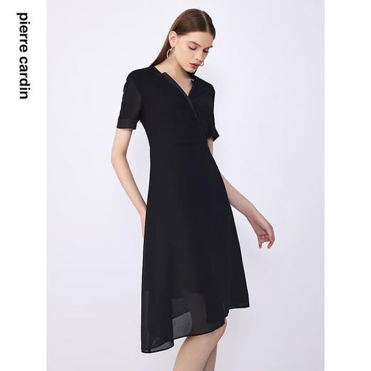 皮尔卡丹女装夏季新款通勤修身不对称多色连衣裙C32DS016
 商品图5