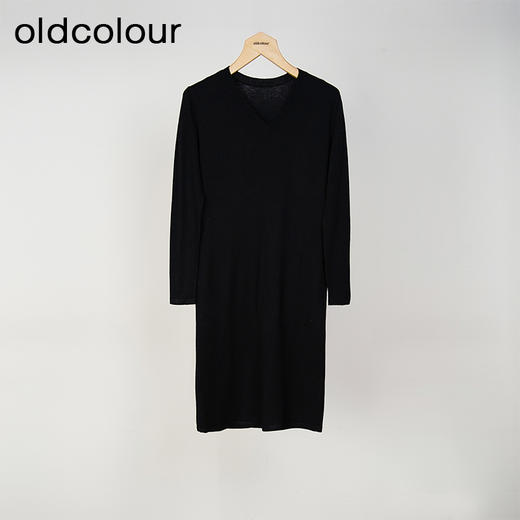oldcolour春秋款黑色气质百搭设计感高腰显瘦连衣裙女L31106354G 商品图4