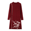 CC-16-9205秋冬洋气中长款过膝宽松针织打底衫女士大码遮肚子印花连衣裙 商品缩略图4