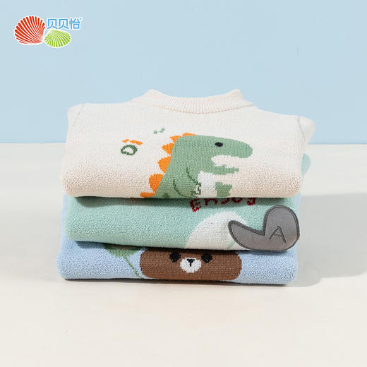 贝贝怡童装儿童套头毛衣2024新款男童女童洋气上衣针织加绒秋冬装ZB3DS060 商品图4