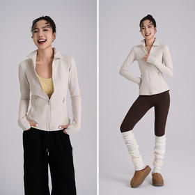 【高弹面料】修身拉链后背隐藏镂空外套 全拉链方便穿脱 收腰显瘦 两侧拉链口袋 抗起球 不掉色