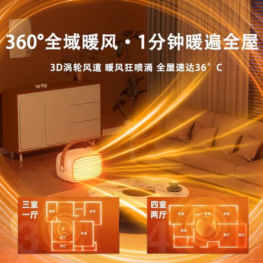 VCJ【德国品牌】桌面电取暖器小型暖风机桌面电暖风迷你办公室卧室台式手提烤火炉 商品图8