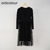 oldcolour春秋款黑色气质百搭设计感高腰显瘦连衣裙女L31106354G 商品缩略图1