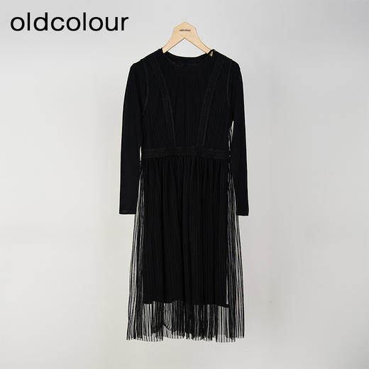 oldcolour春秋款黑色气质百搭设计感高腰显瘦连衣裙女L31106354G 商品图1