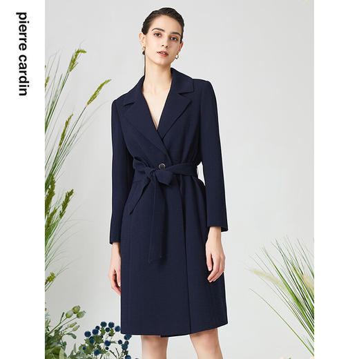 皮尔卡丹女装毛呢外套时尚翻领加厚浴袍款长羊毛大衣P3104G3030N0
 商品图0