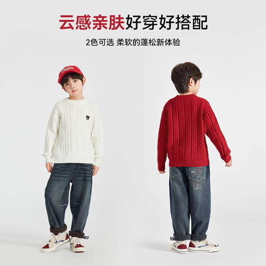 【团购价79.9】多多家 男童毛衣2024秋冬新款儿童中大童套头圆领加厚冬装上衣9802 商品图3