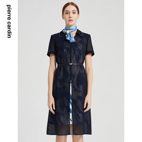 皮尔卡丹女装简约时尚拼接印花通勤收腰假两件连衣裙P2215D2012N3
