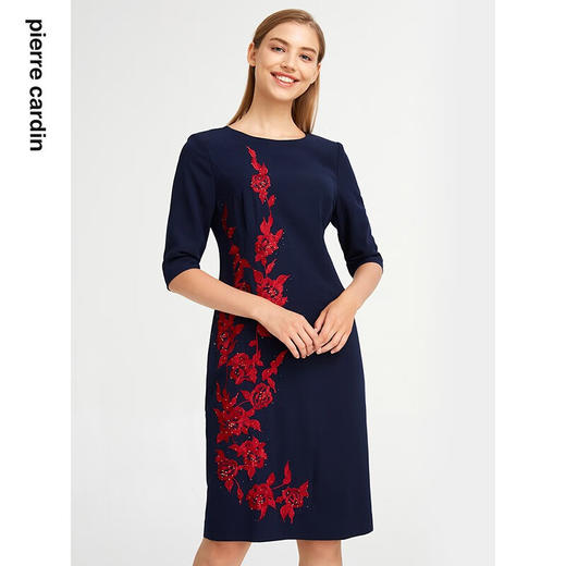 皮尔卡丹女装夏季新款通勤淑女修身职业连衣裙P2137E2086N3
 商品图2