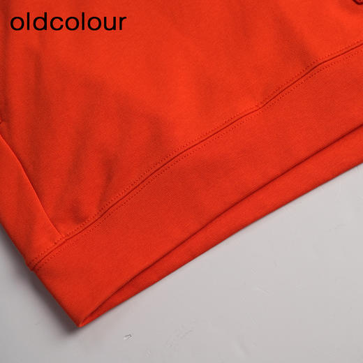 oldcolour春秋款气质百搭宽松显瘦连帽红色长袖T恤女O11023105 商品图3