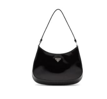 PRADA普拉达 Cleo Bag 复古无盖开口皮革 腋下包HOBO包单肩包手提包 中号  女款 黑色 商品图0