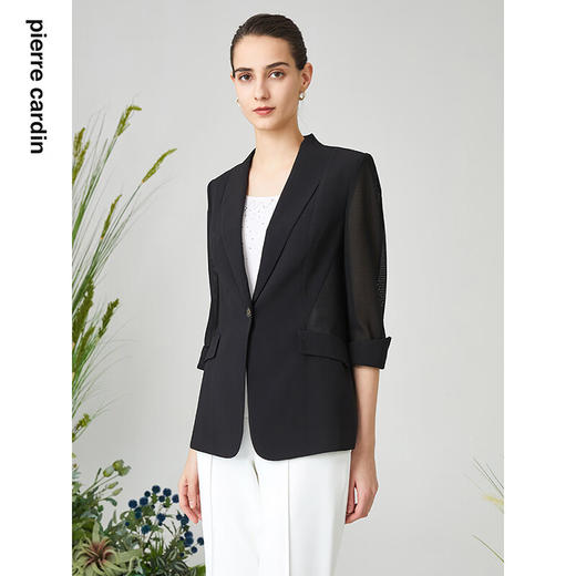 皮尔卡丹女装时尚都市OL风简约通勤修身一粒扣西服P3213U3074B0
 商品图1