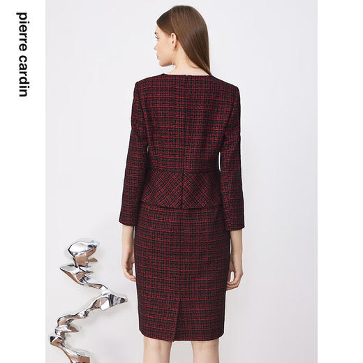 皮尔卡丹女装连衣裙冬季新款红色小香风拼接假两件裙P3446E3947R3
 商品图2