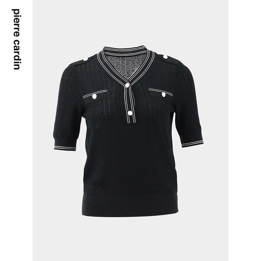 皮尔卡丹女装针织衫迪安诺短袖法式针织通勤百搭打底衫N22KP06
 商品图2