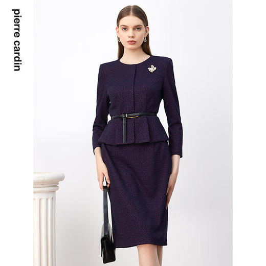 皮尔卡丹女装连衣裙职业长袖秋季通勤假两件P3425E3993Z3
 商品图4
