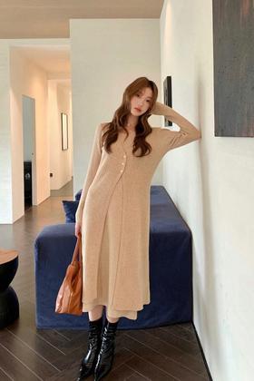 Le Malene 温柔针织连衣裙长款开衫套装 18883