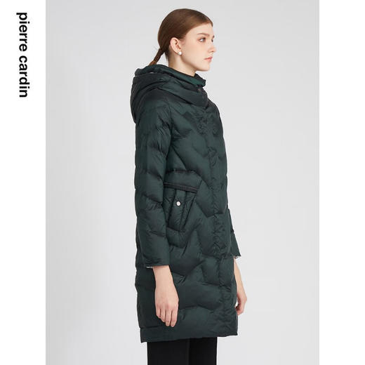 皮尔卡丹女装羽绒服中长款连帽白鸭绒保暖通勤外套P2493Y2405G2
 商品图2
