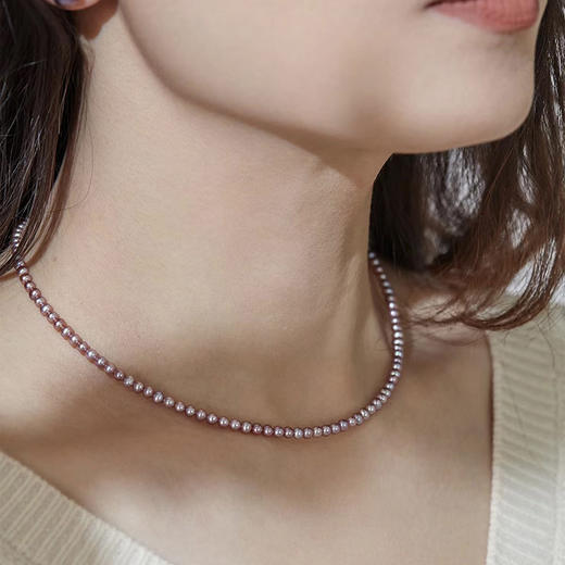 天然淡水浓紫色珍珠项链 CR 商品图0