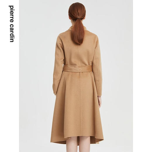 皮尔卡丹女装毛呢外套秋冬高级感驼色长款系带收腰大衣P1487C1931
 商品图2