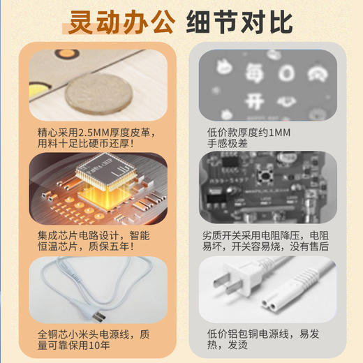 【加热桌垫】办公室防水加热鼠标垫 暖手宝暖桌垫 暖手桌垫大号 触摸开关 只能数显 商品图2